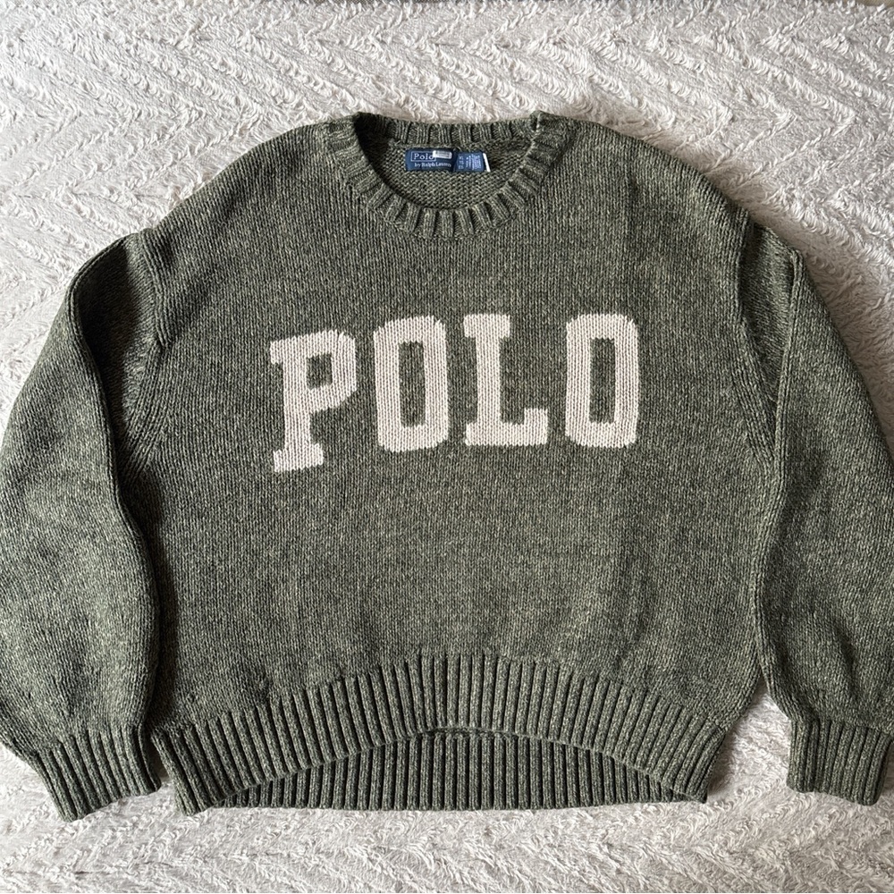 Polo Ralph Lauren Logo Green Knit Sweaters XL